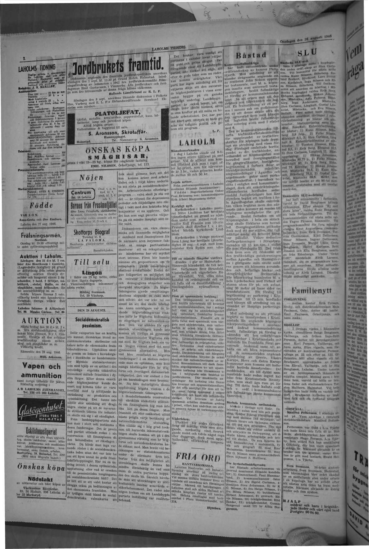 Laholms Tidning Onsdag 28 augusti 1946, sida 2