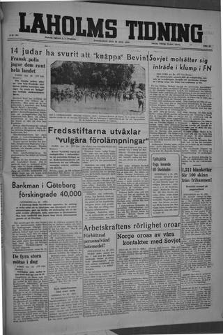 Förstasidan, Torsdag 29 augusti 1946