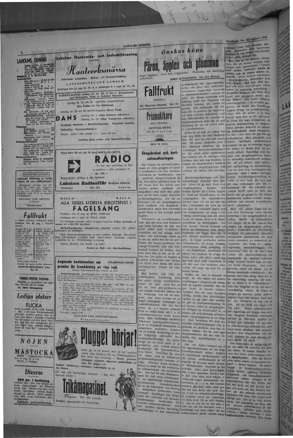 Laholms Tidning Torsdag 29 augusti 1946, sida 2