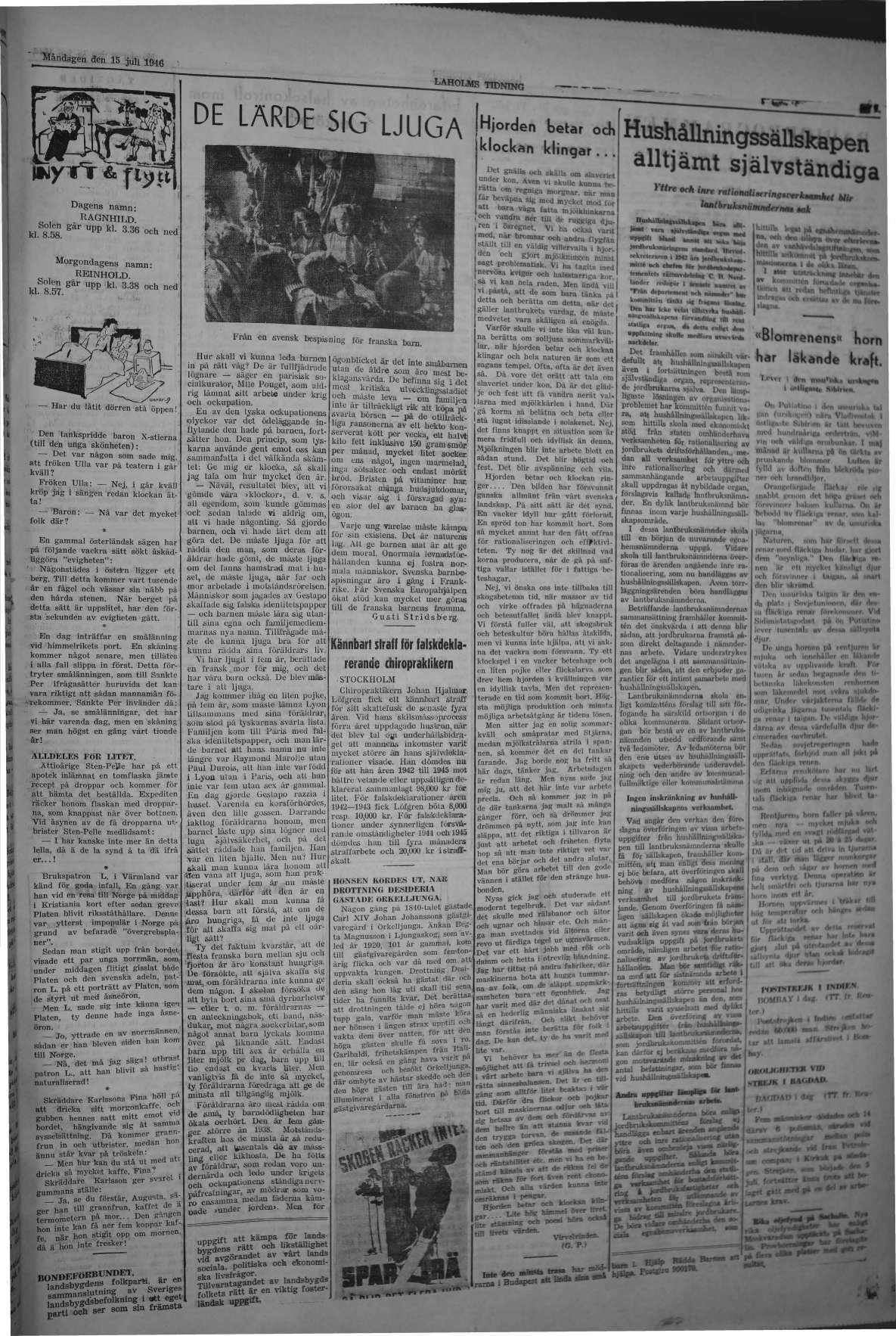 Laholms Tidning Måndag 15 juli 1946, sida 7