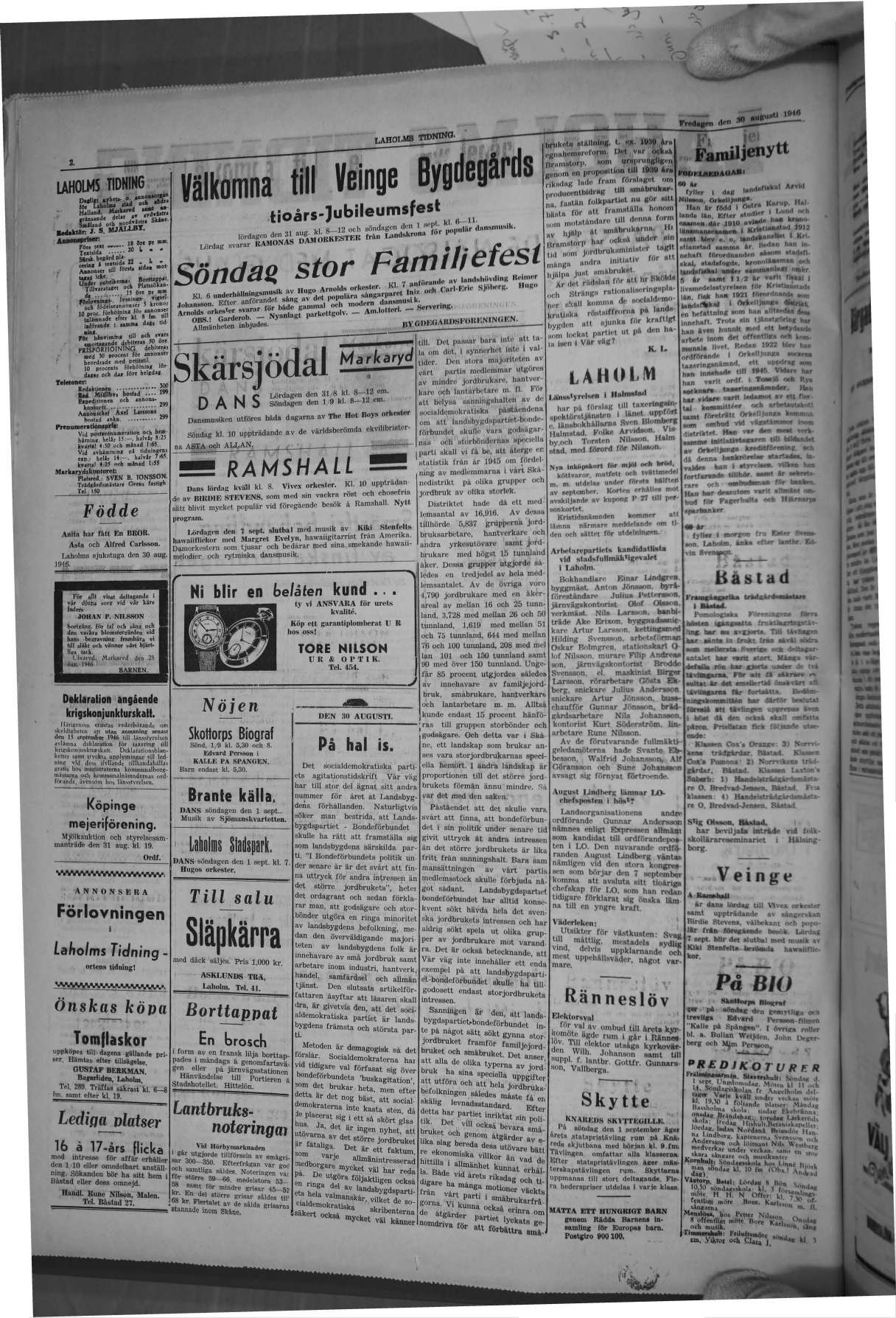 Laholms Tidning Fredag 30 augusti 1946, sida 2