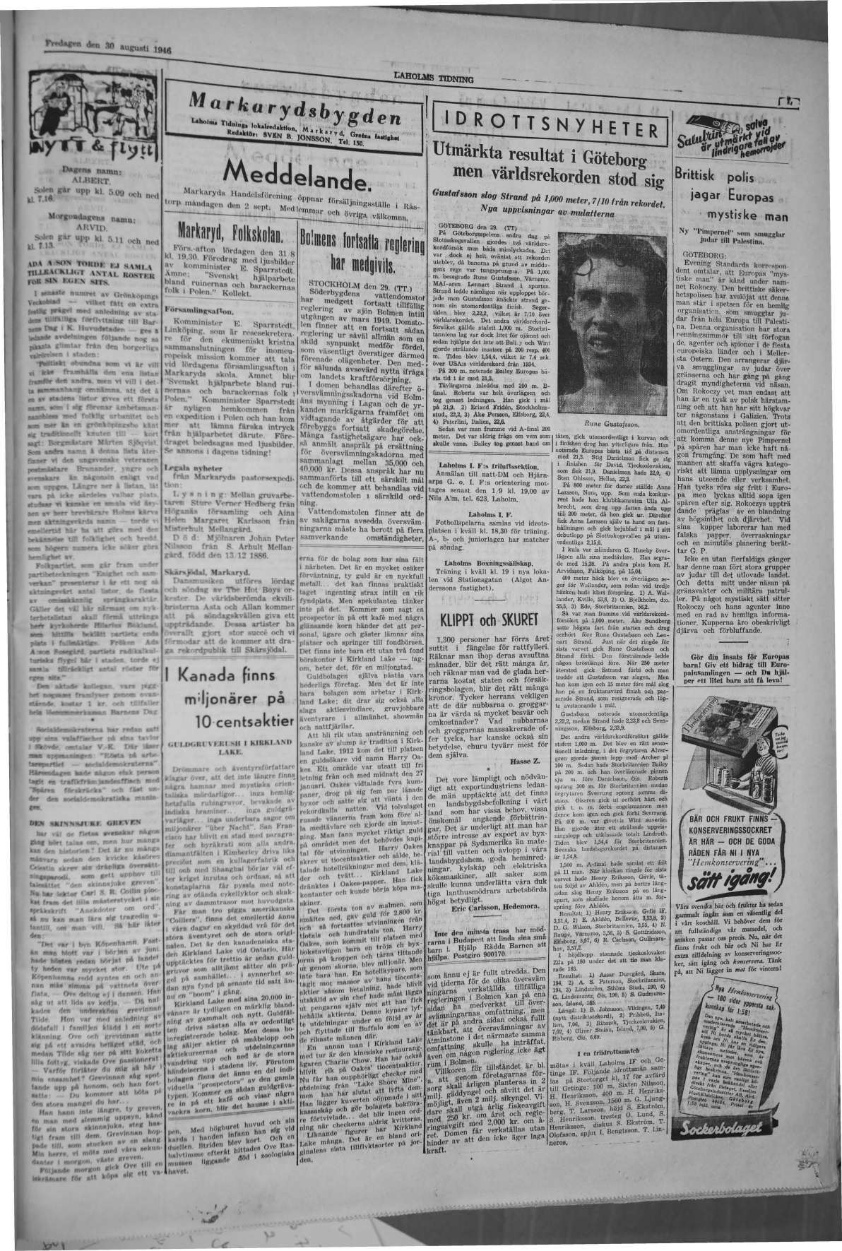 Laholms Tidning Fredag 30 augusti 1946, sida 7