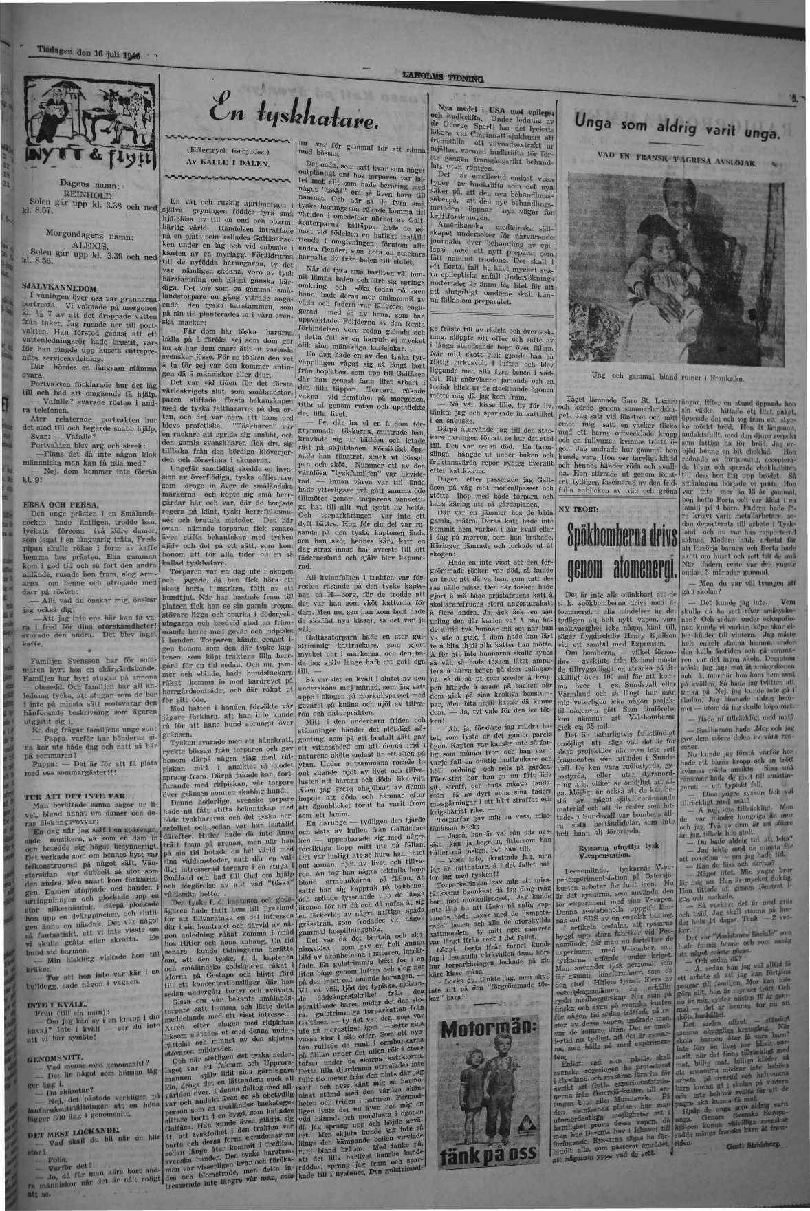 Laholms Tidning Tisdag 16 juli 1946, sida 4