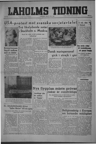 Förstasidan, Lördag 31 augusti 1946