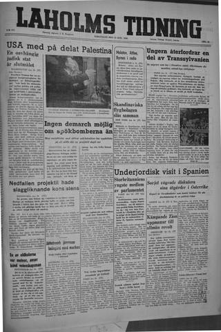 Förstasidan, Torsdag 15 augusti 1946