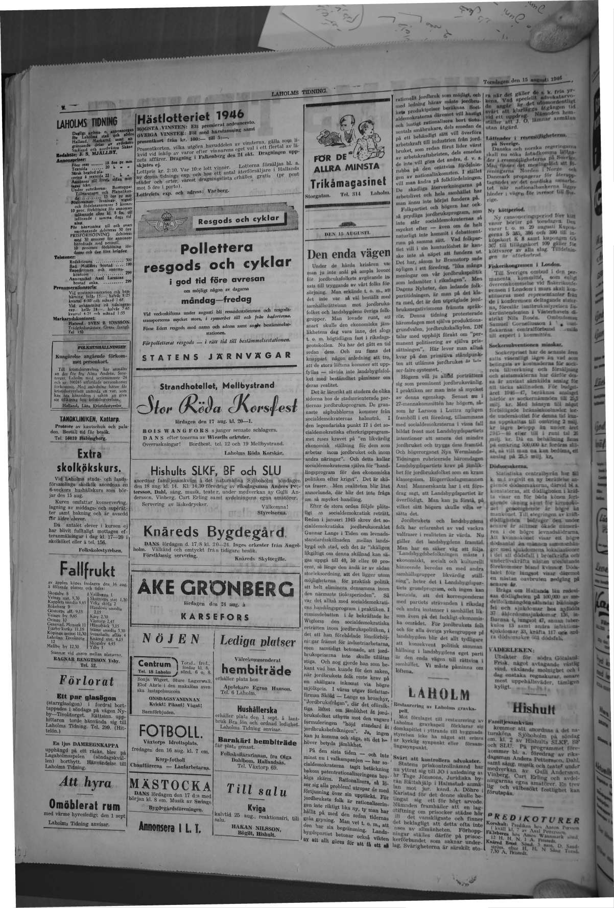 Laholms Tidning Torsdag 15 augusti 1946, sida 2