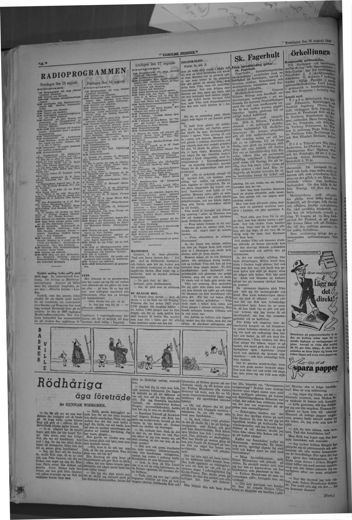 Laholms Tidning Torsdag 15 augusti 1946, sida 6