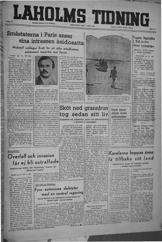 Förstasidan, Torsdag 1 augusti 1946