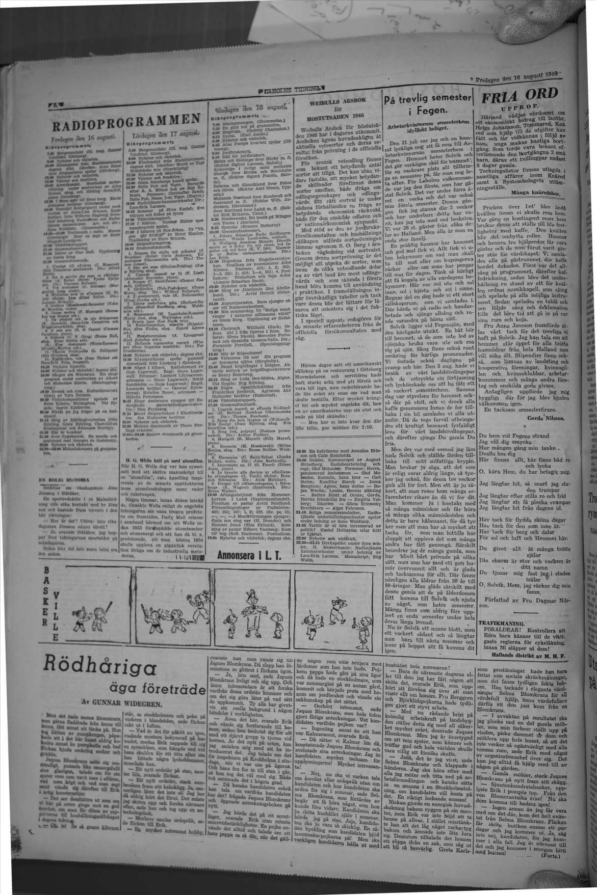 Laholms Tidning Fredag 16 augusti 1946, sida 6