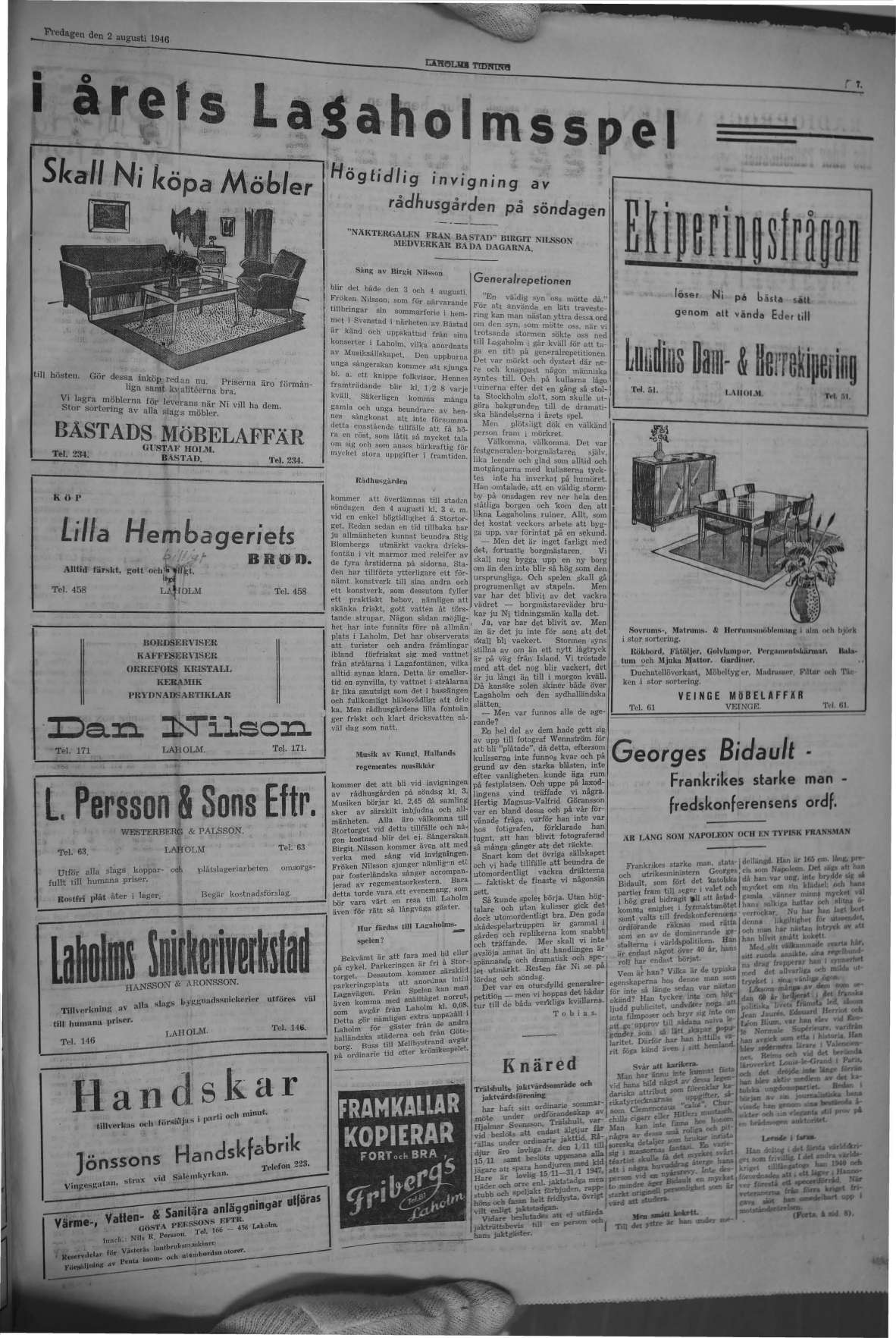 Laholms Tidning Fredag 2 augusti 1946, sida 7