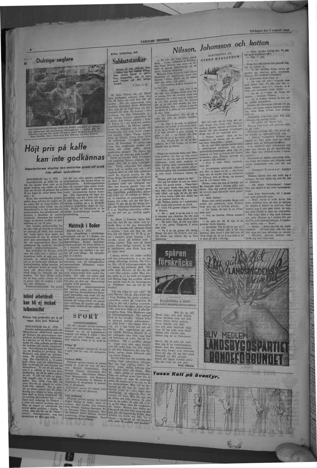 Laholms Tidning Lördag 3 augusti 1946, sida 6