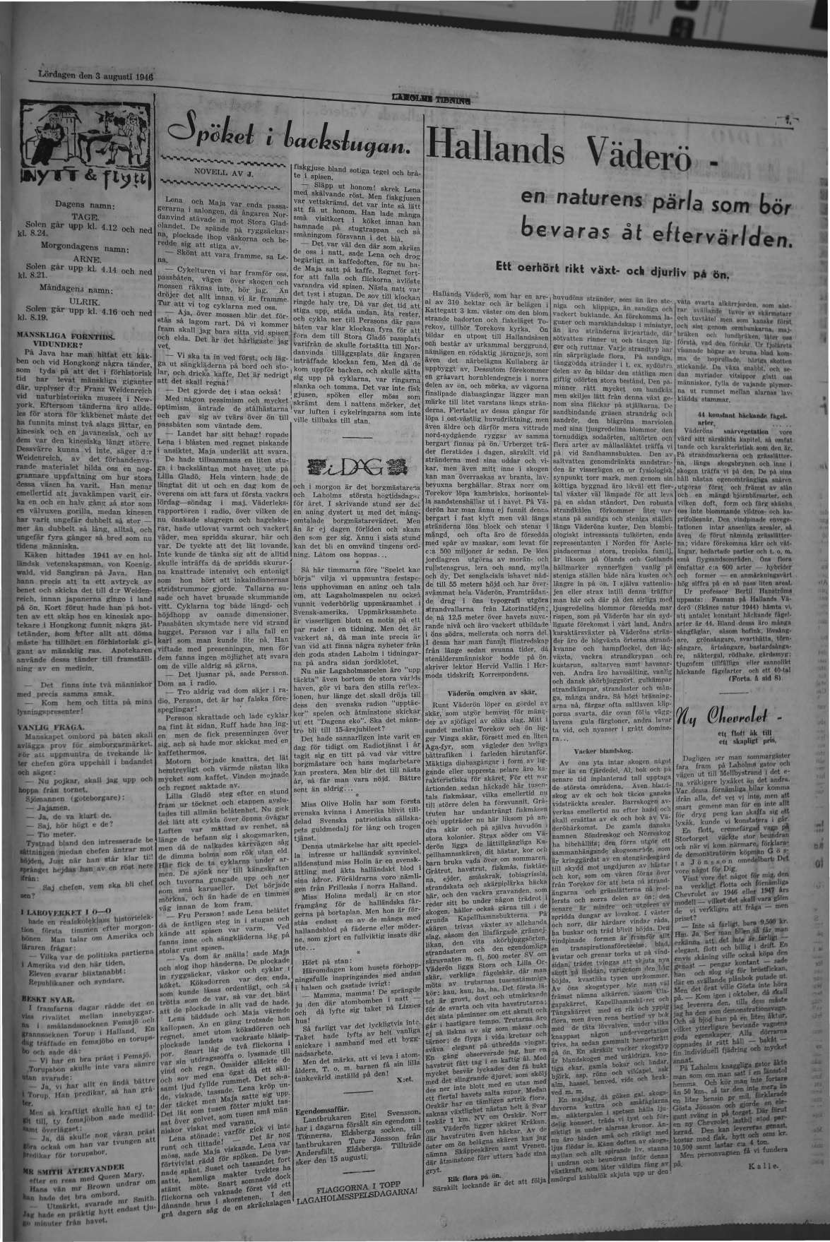 Laholms Tidning Lördag 3 augusti 1946, sida 7