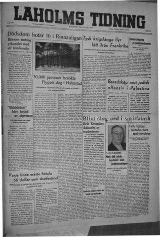 Förstasidan, Måndag 19 augusti 1946