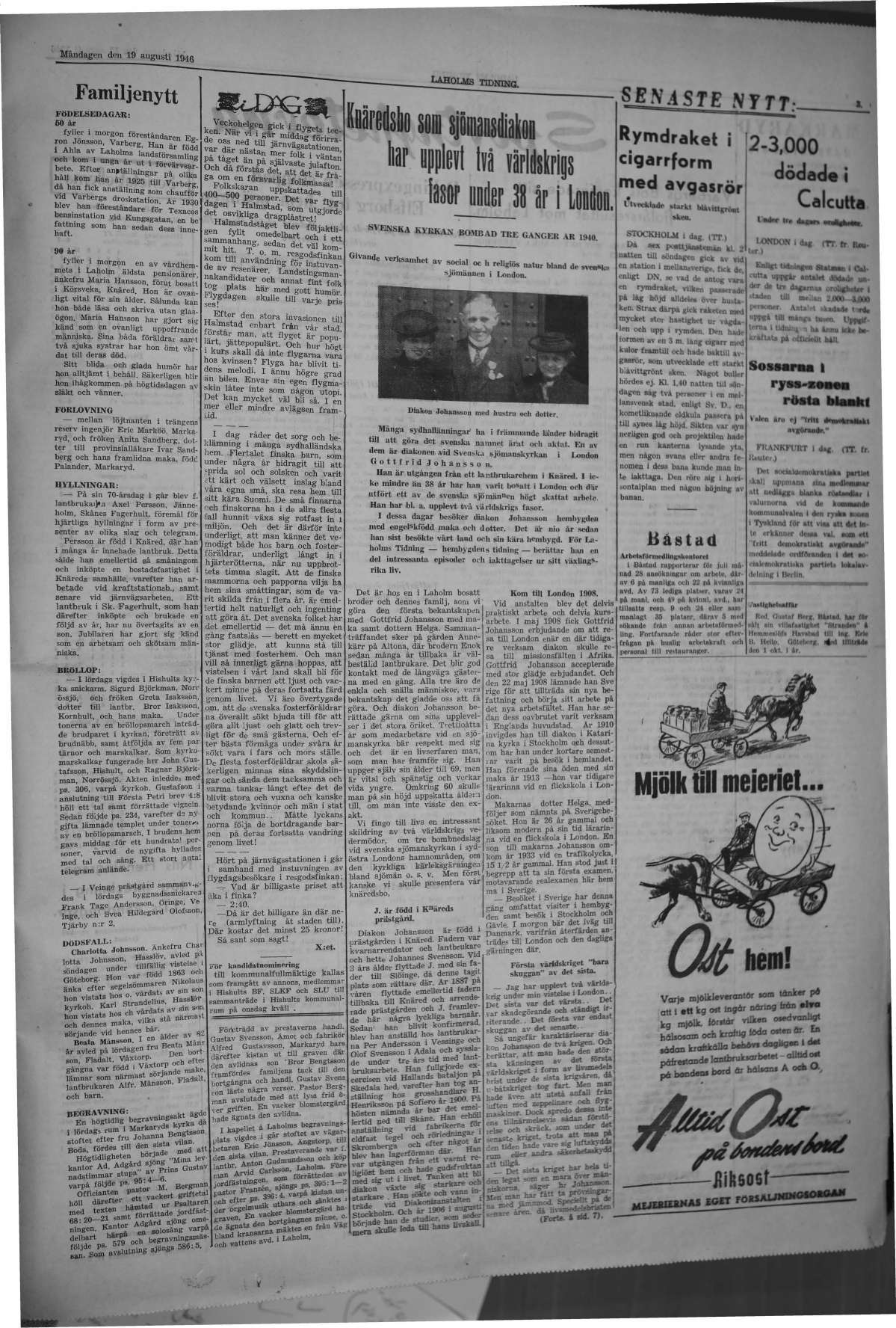 Laholms Tidning Måndag 19 augusti 1946, sida 3