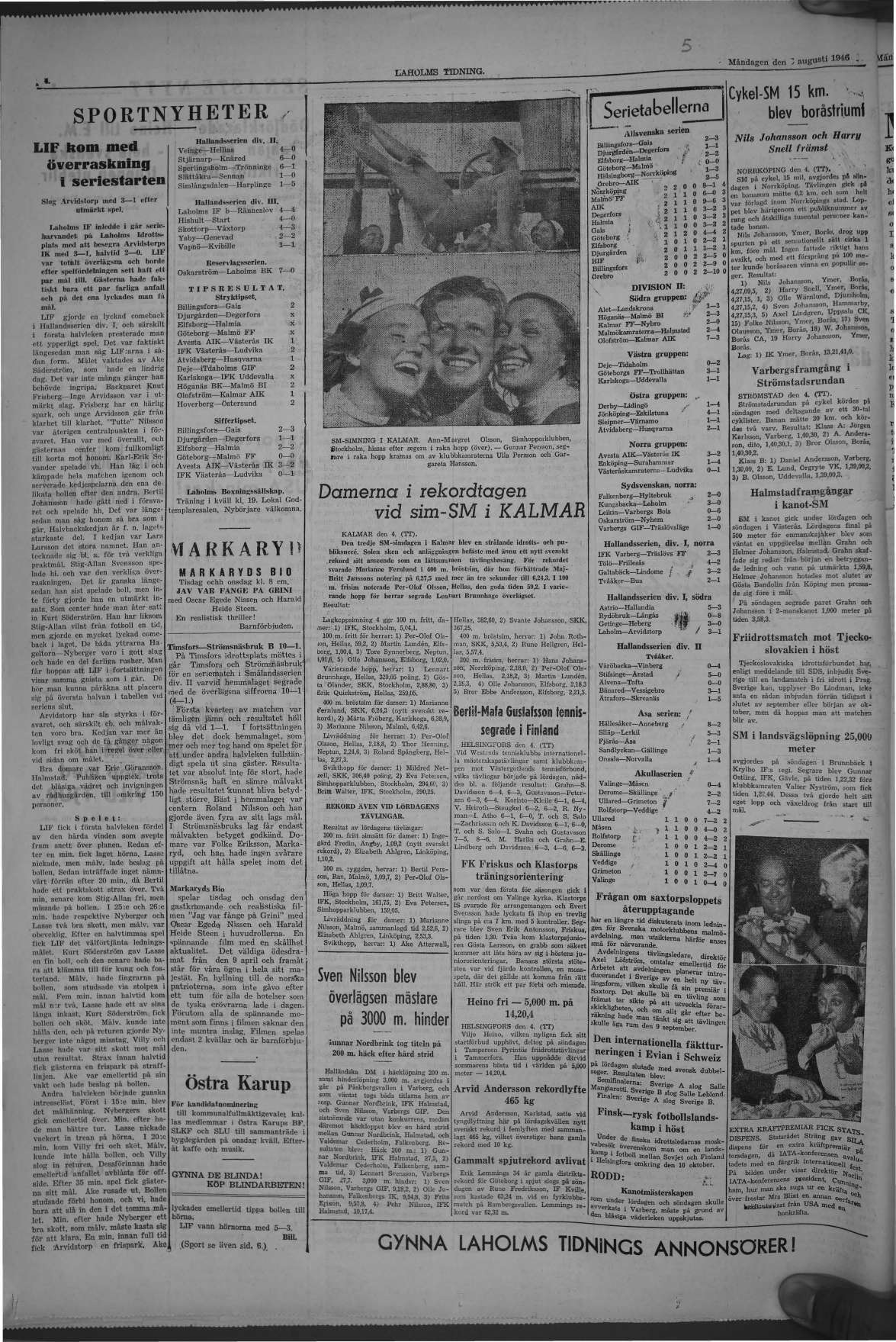 Laholms Tidning Måndag 5 augusti 1946, sida 4