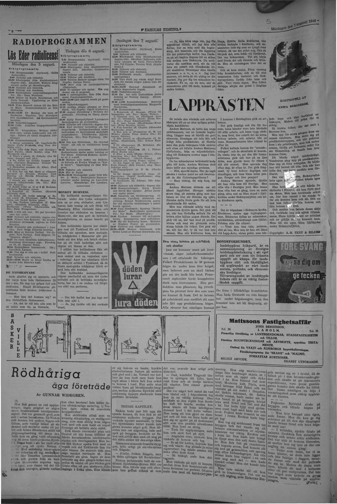 Laholms Tidning Måndag 5 augusti 1946, sida 8