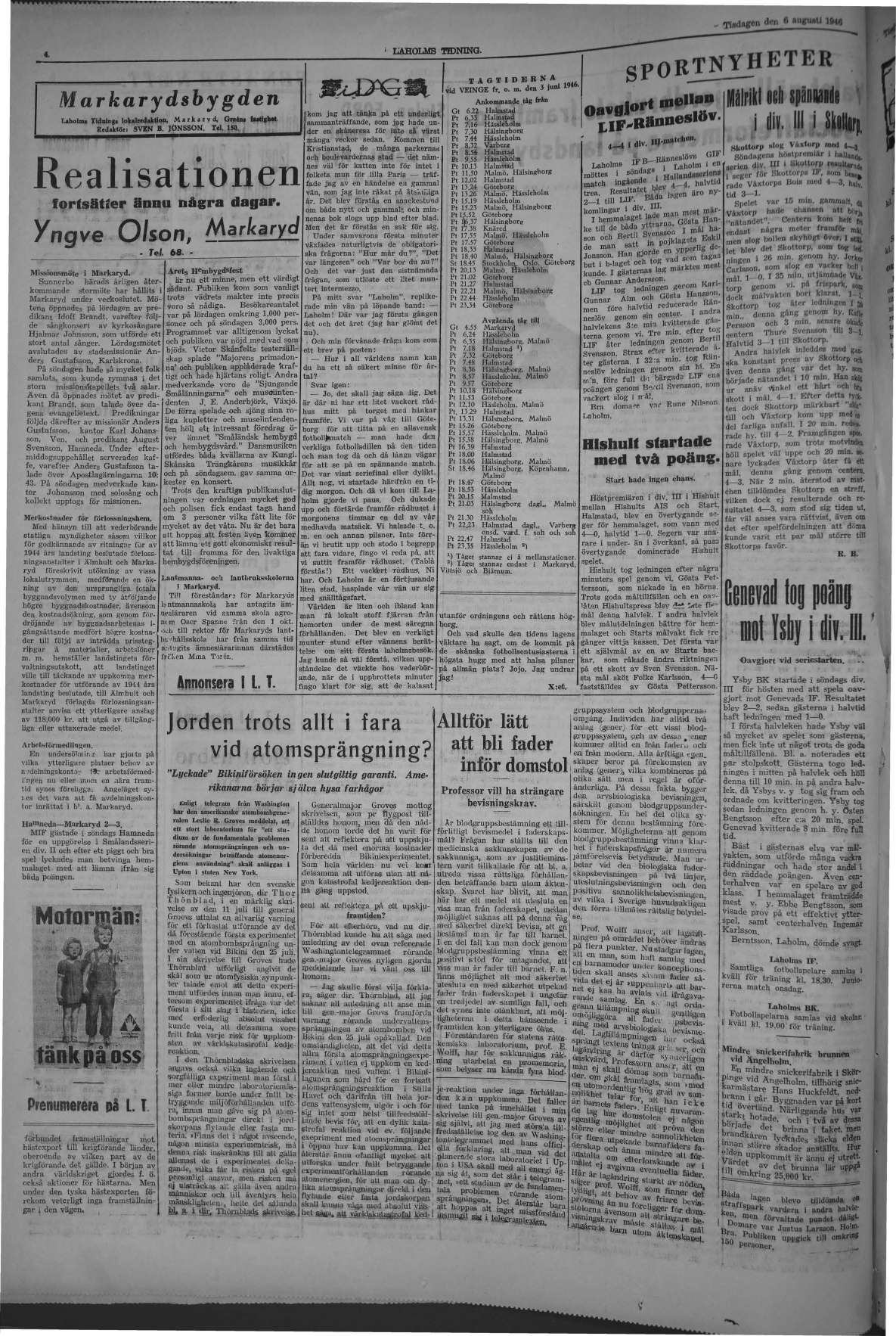 Laholms Tidning Tisdag 6 augusti 1946, sida 3