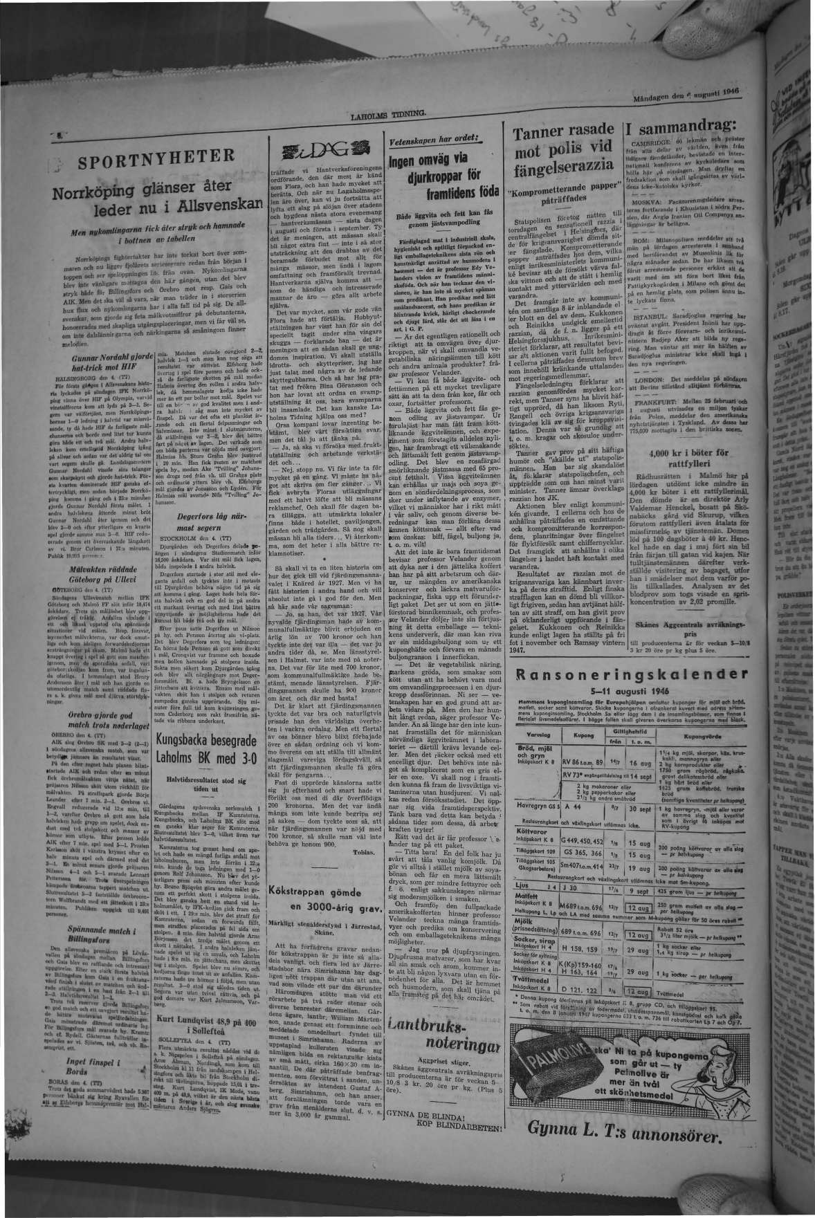 Laholms Tidning Tisdag 6 augusti 1946, sida 7
