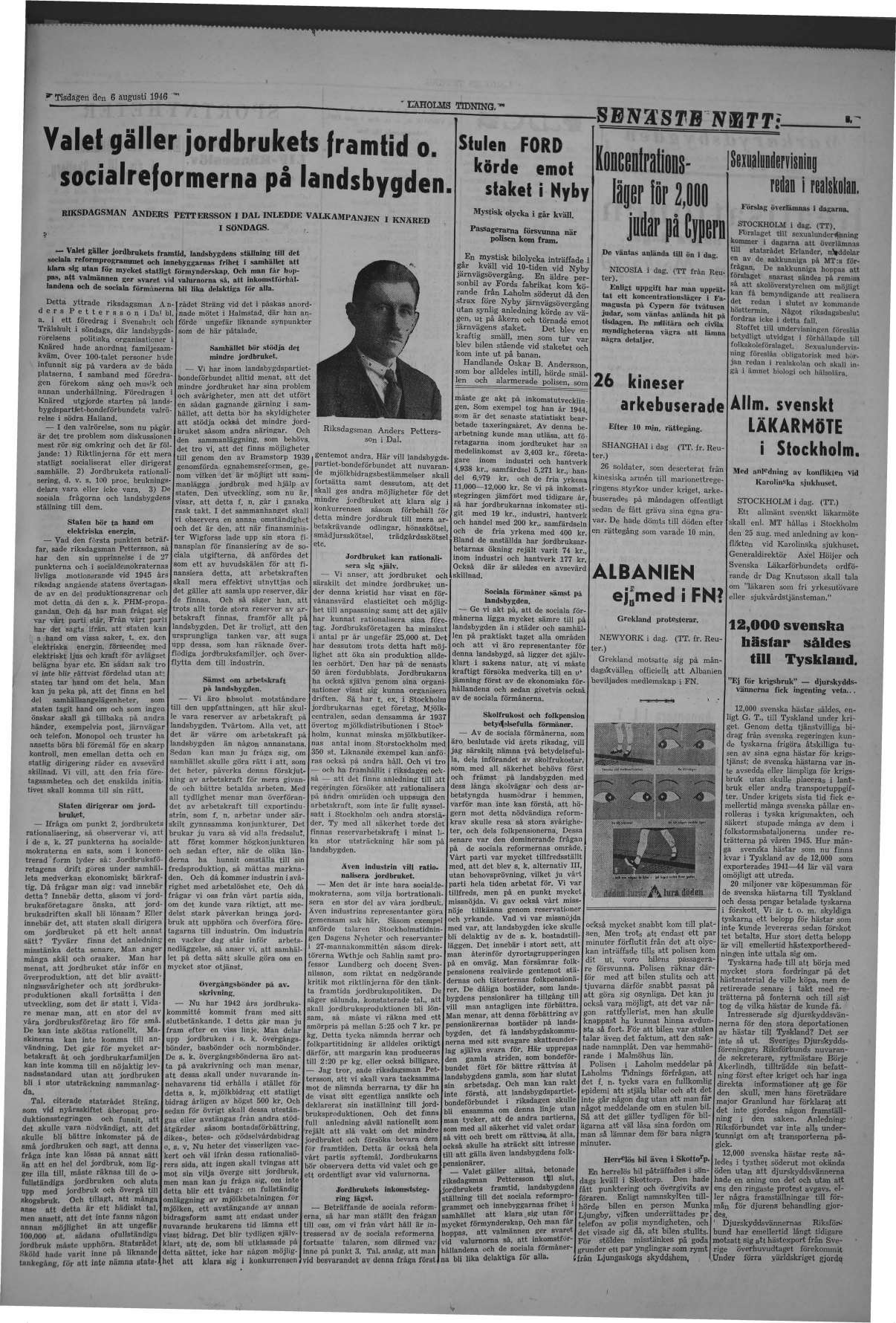 Laholms Tidning Tisdag 6 augusti 1946, sida 8