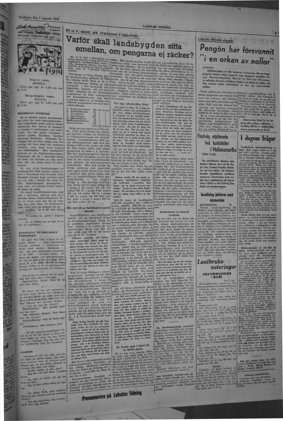Laholms Tidning Onsdag 7 augusti 1946, sida 5