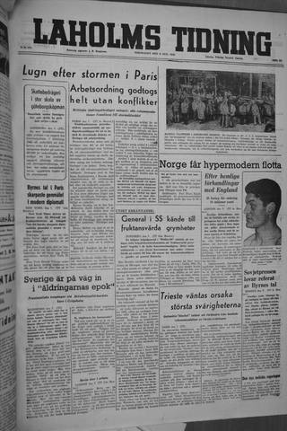 Förstasidan, Torsdag 8 augusti 1946