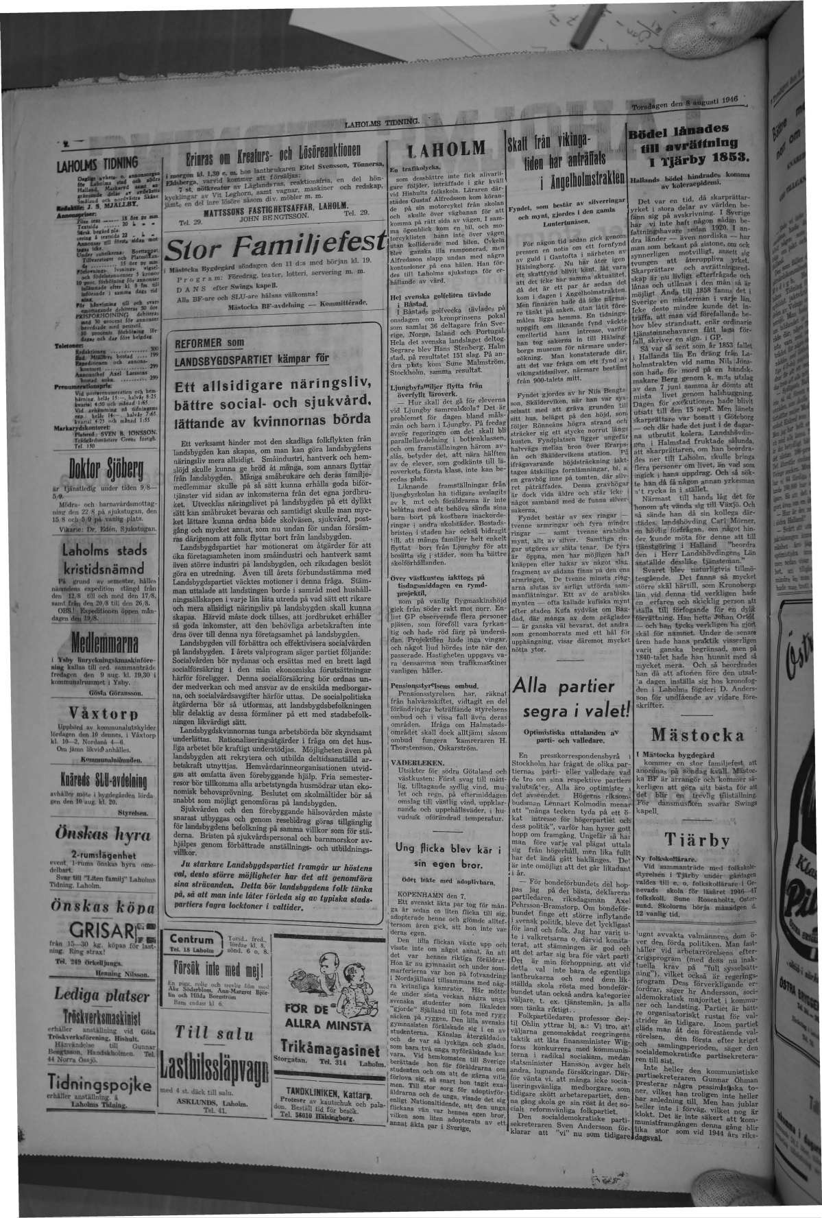 Laholms Tidning Torsdag 8 augusti 1946, sida 2