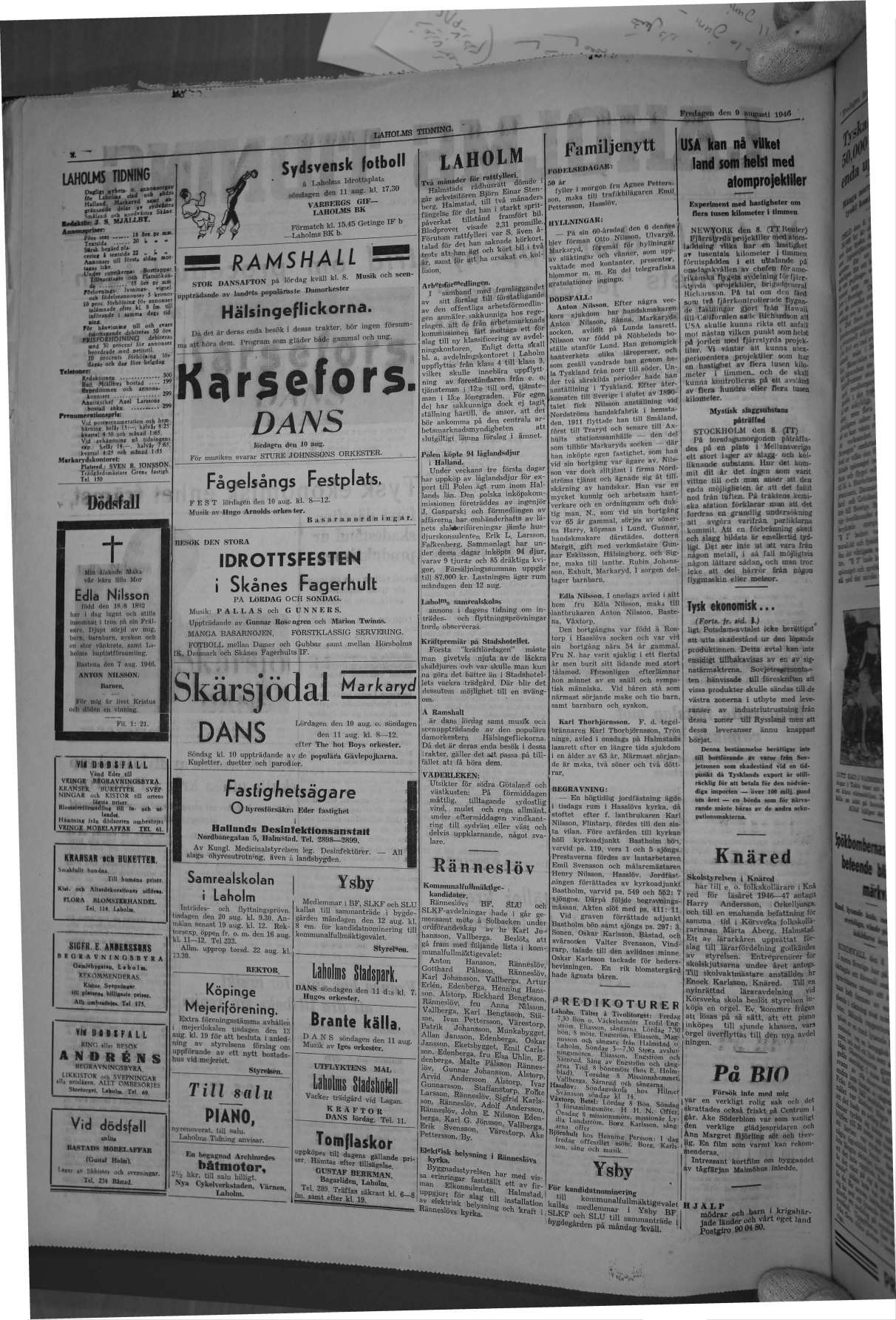 Laholms Tidning Fredag 9 augusti 1946, sida 2