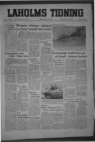 Förstasidan, Lördag 2 juli 1949