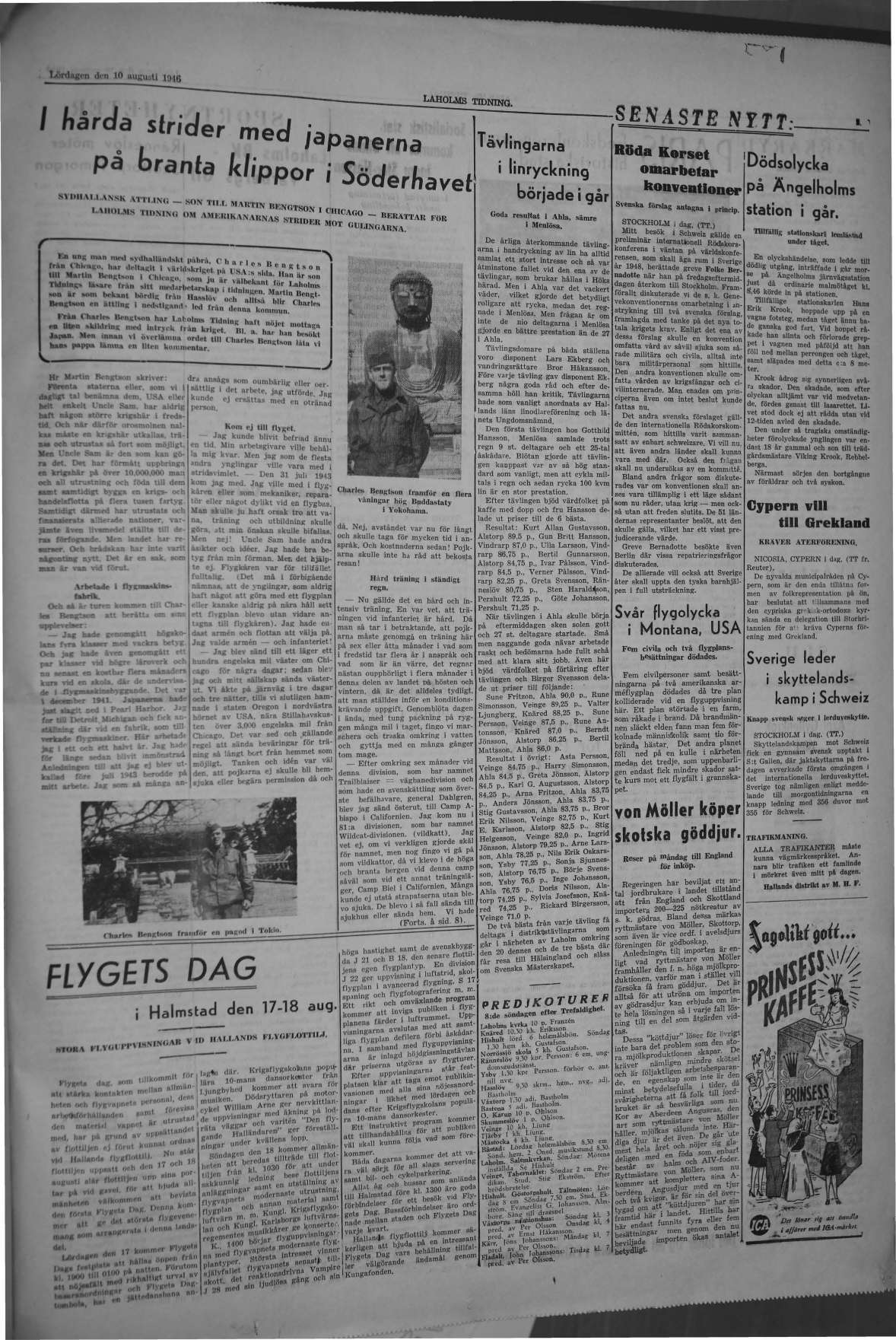 Laholms Tidning Lördag 10 augusti 1946, sida 3