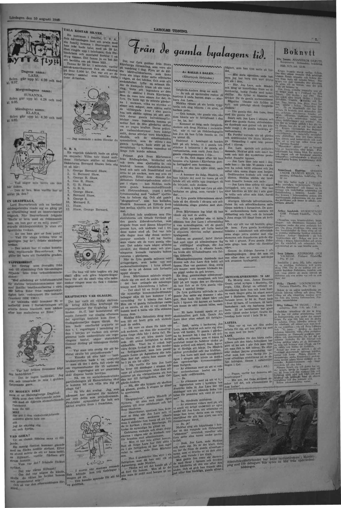 Laholms Tidning Lördag 10 augusti 1946, sida 7