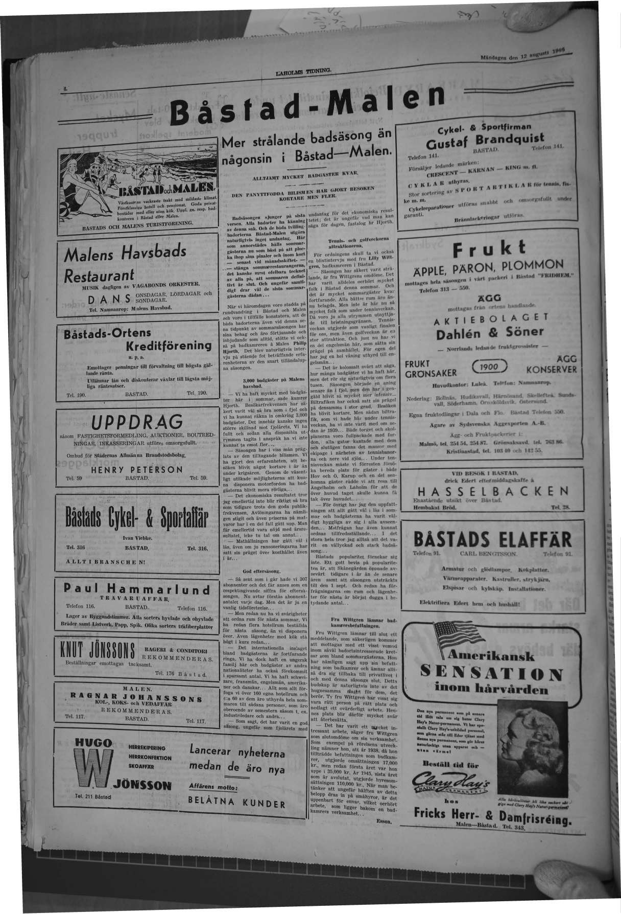 Laholms Tidning Måndag 12 augusti 1946, sida 4