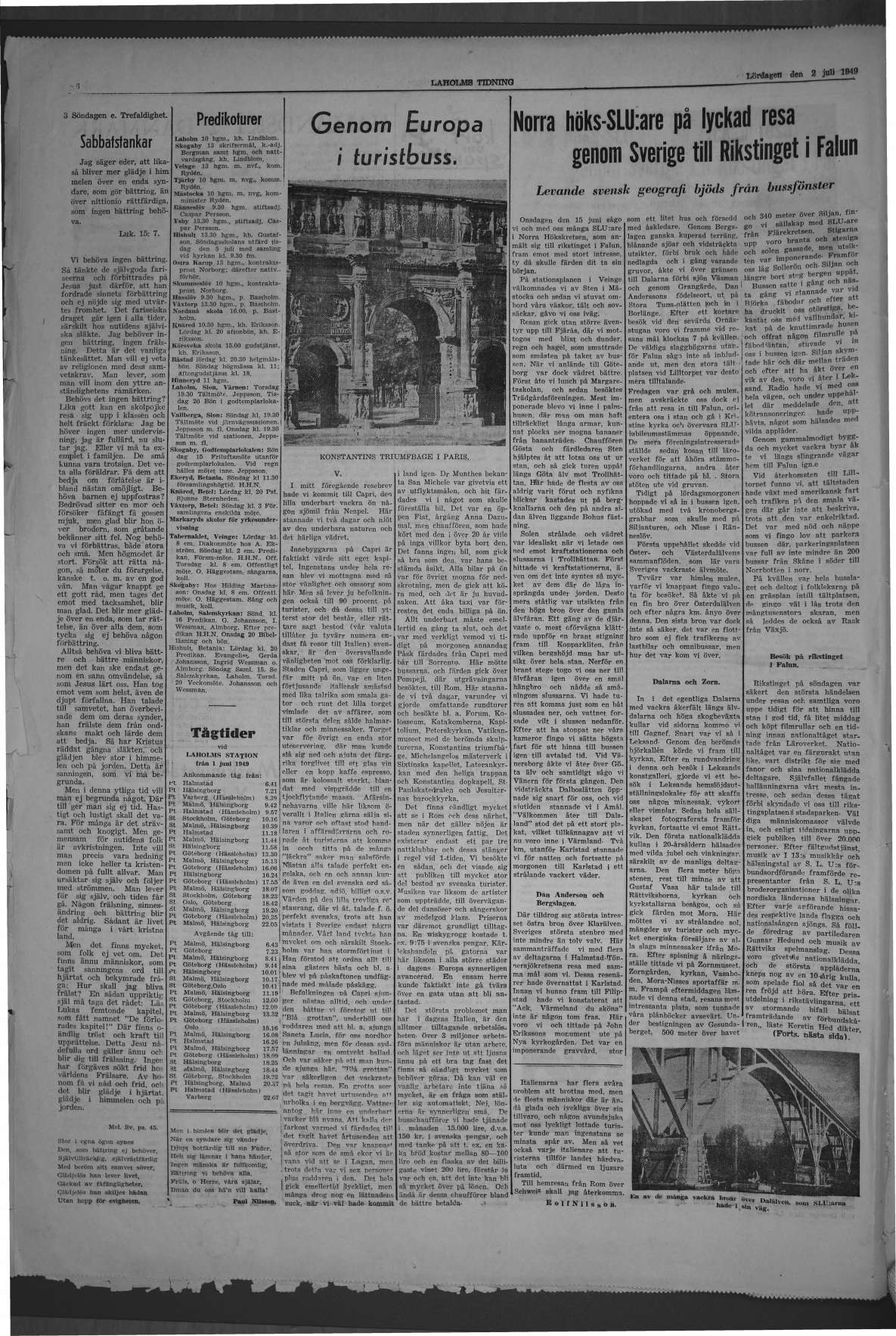 Laholms Tidning Lördag 2 juli 1949, sida 6
