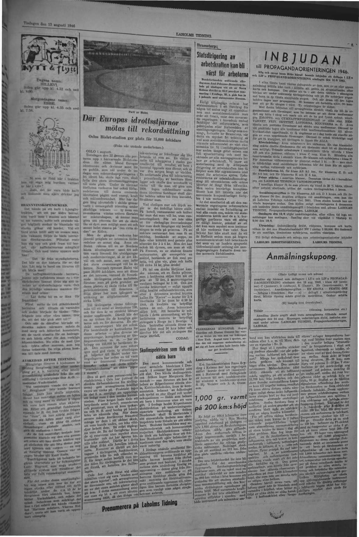 Laholms Tidning Tisdag 13 augusti 1946, sida 5