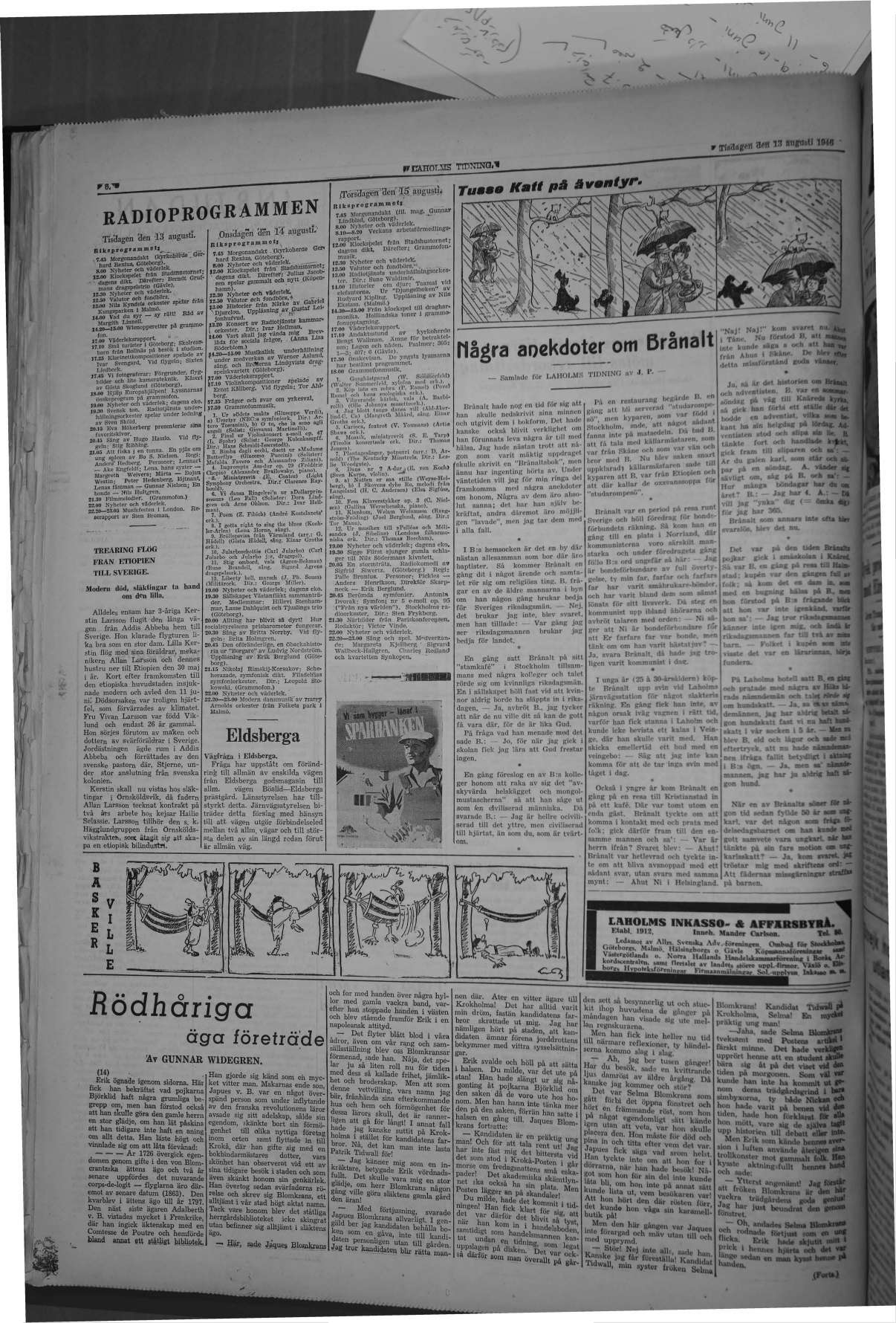 Laholms Tidning Tisdag 13 augusti 1946, sida 6