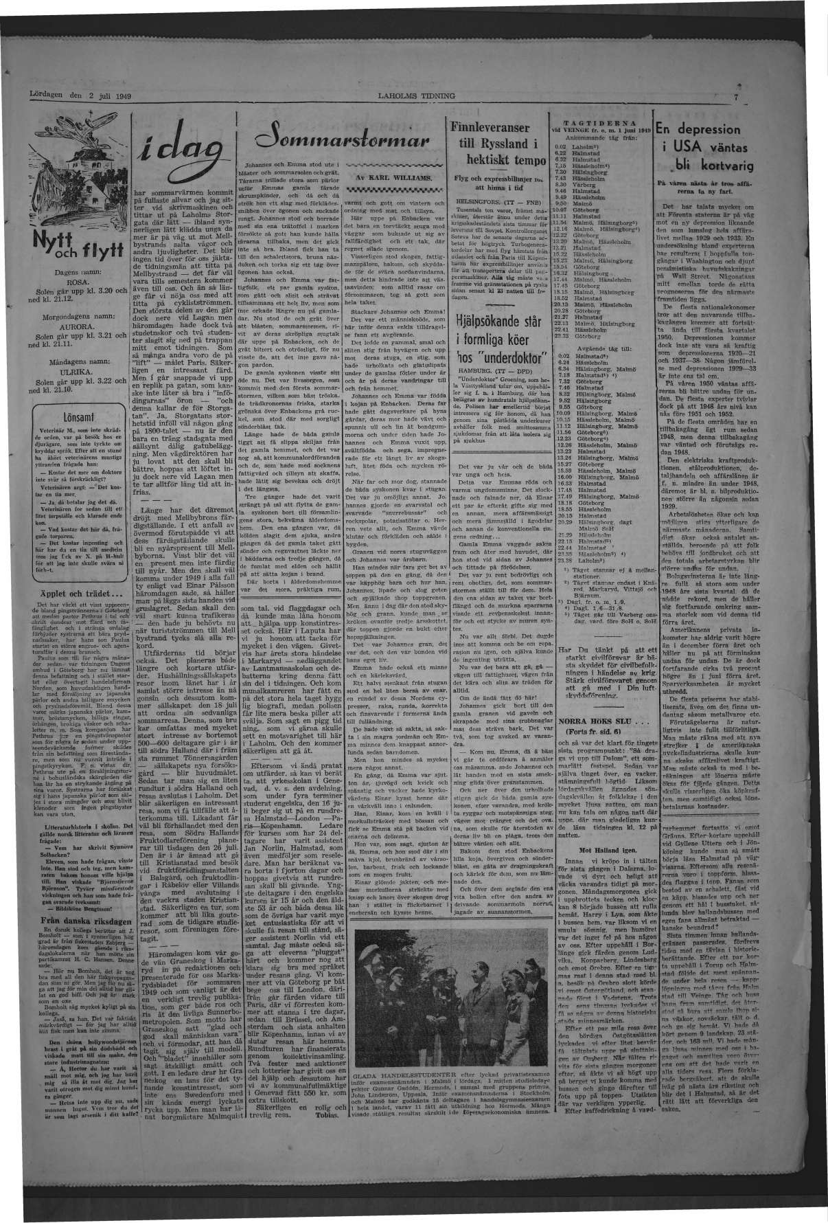 Laholms Tidning Lördag 2 juli 1949, sida 7