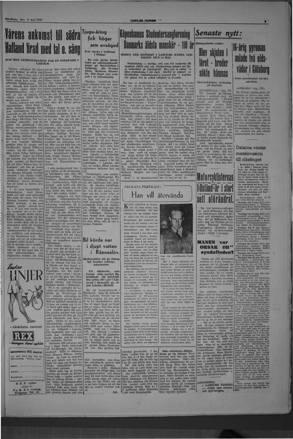 Laholms Tidning Måndag 2 maj 1949, sida 3