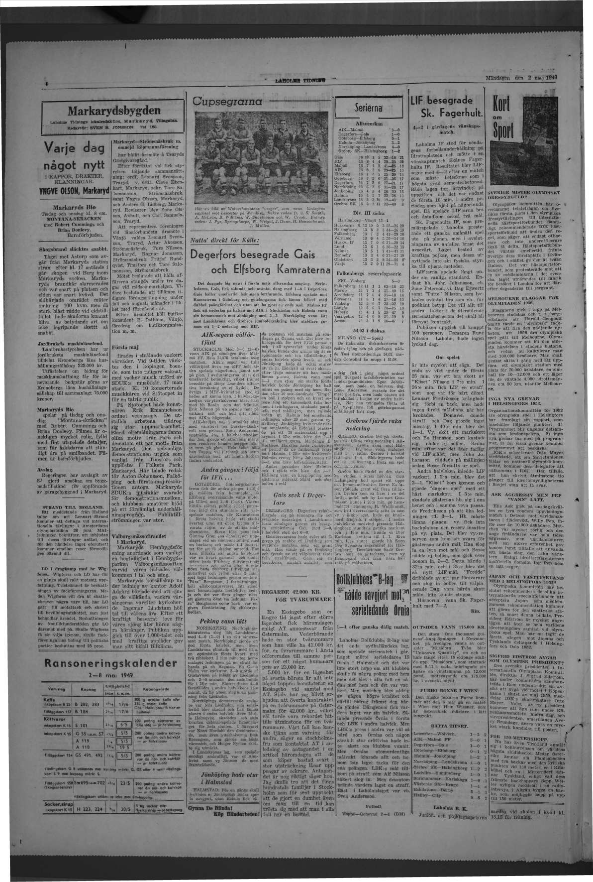 Laholms Tidning Måndag 2 maj 1949, sida 4