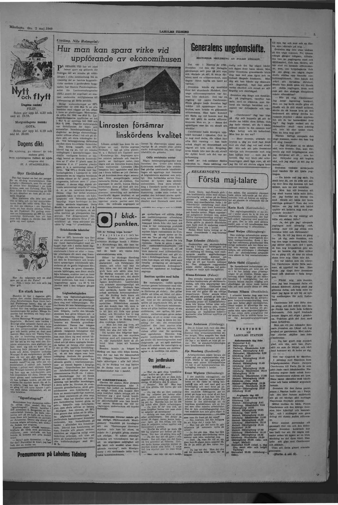 Laholms Tidning Måndag 2 maj 1949, sida 5