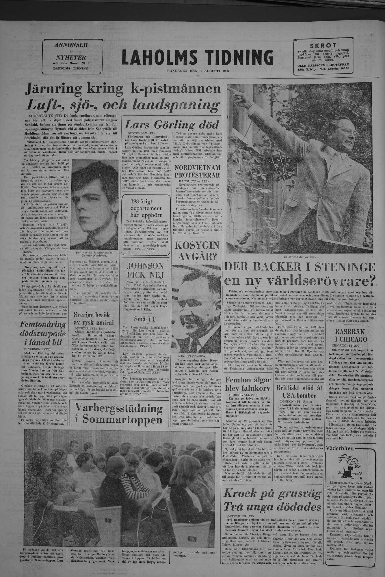 Laholms Tidning Måndag 1 augusti 1966, sida 8