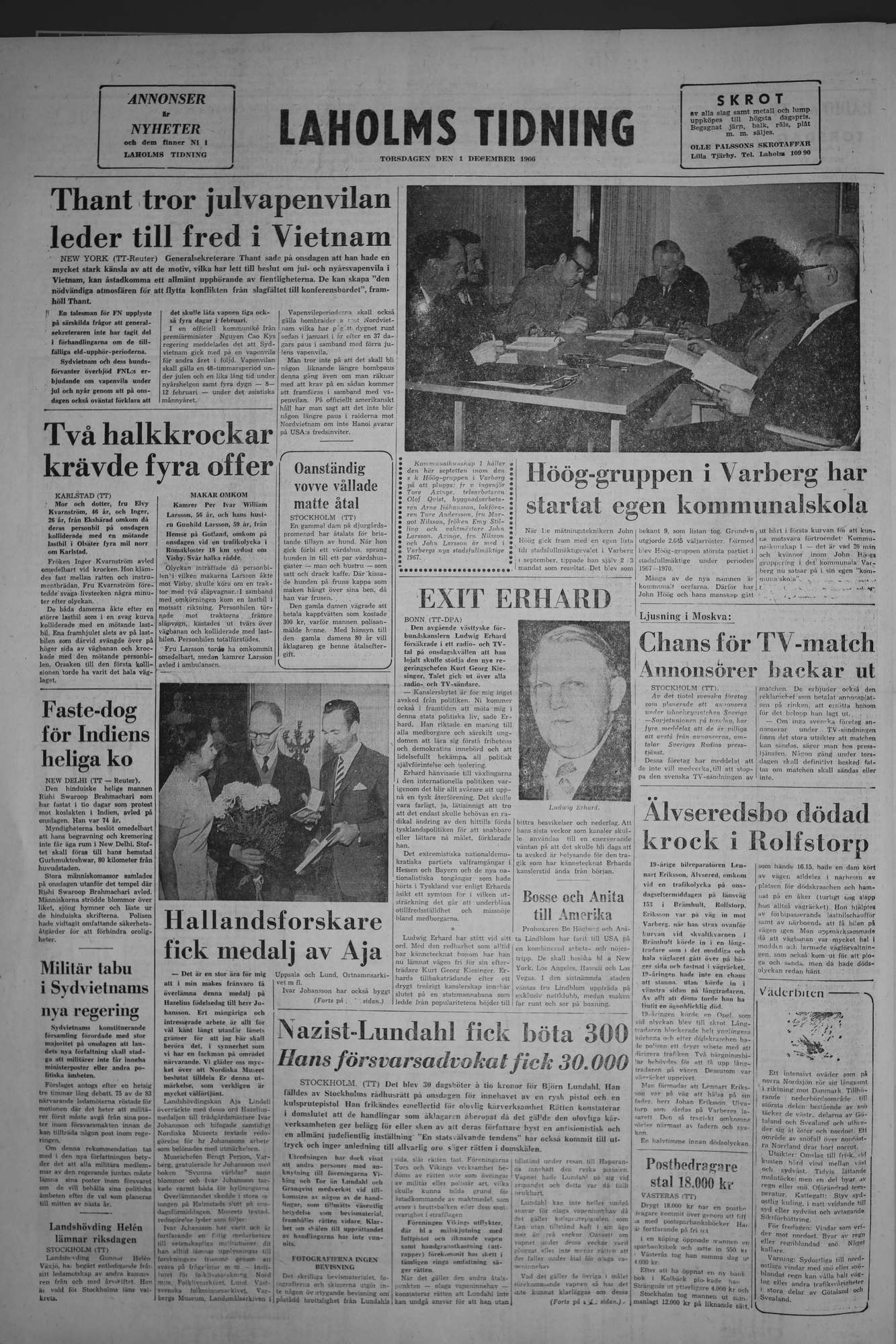 Laholms Tidning Torsdag 1 december 1966, sida 8