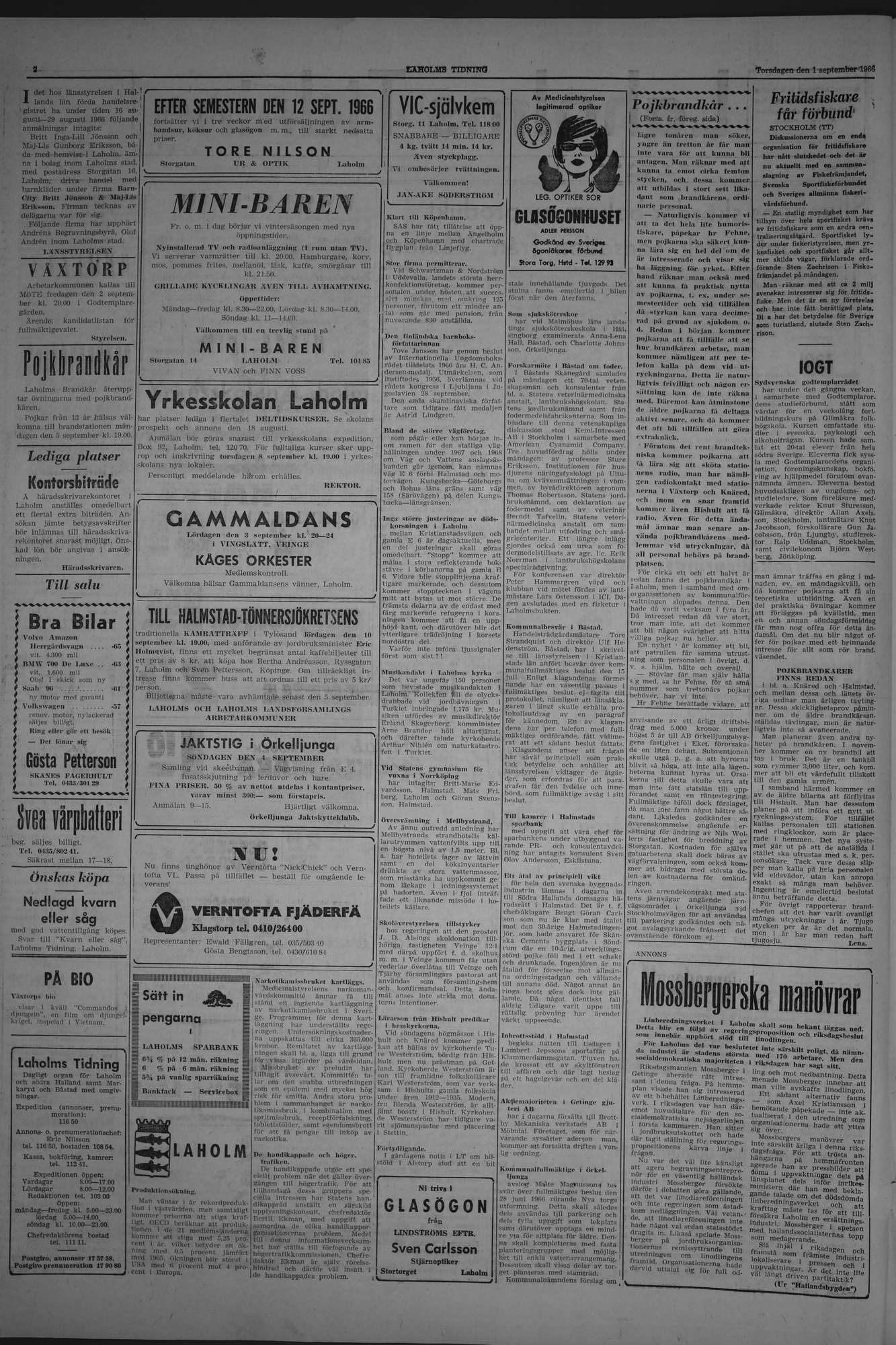 Laholms Tidning Torsdag 1 september 1966, sida 2