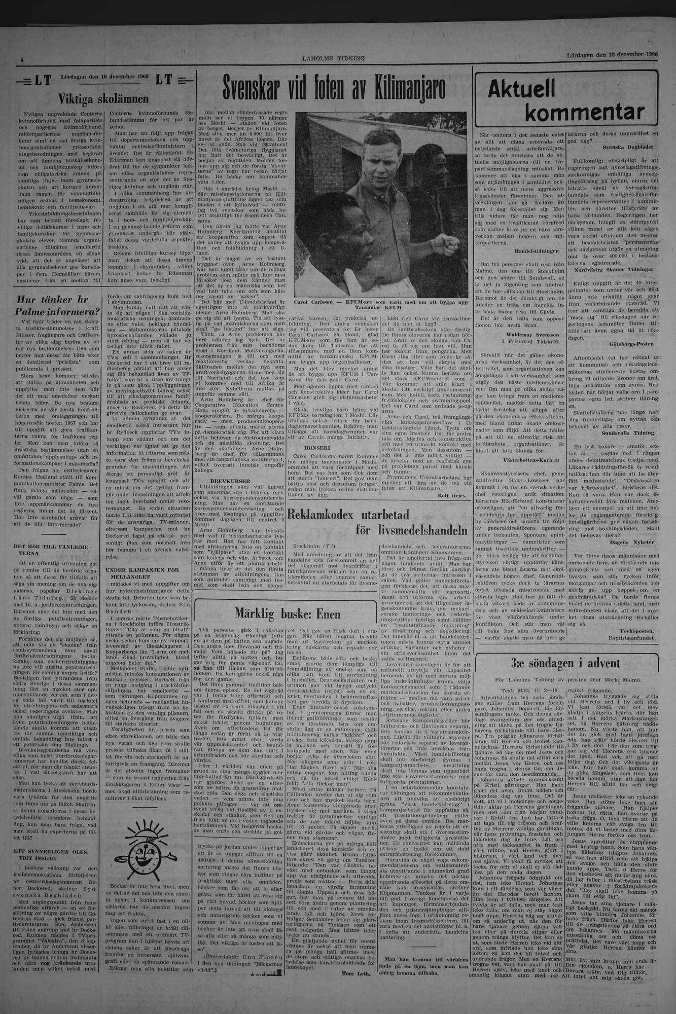 Laholms Tidning Lördag 10 december 1966, sida 4