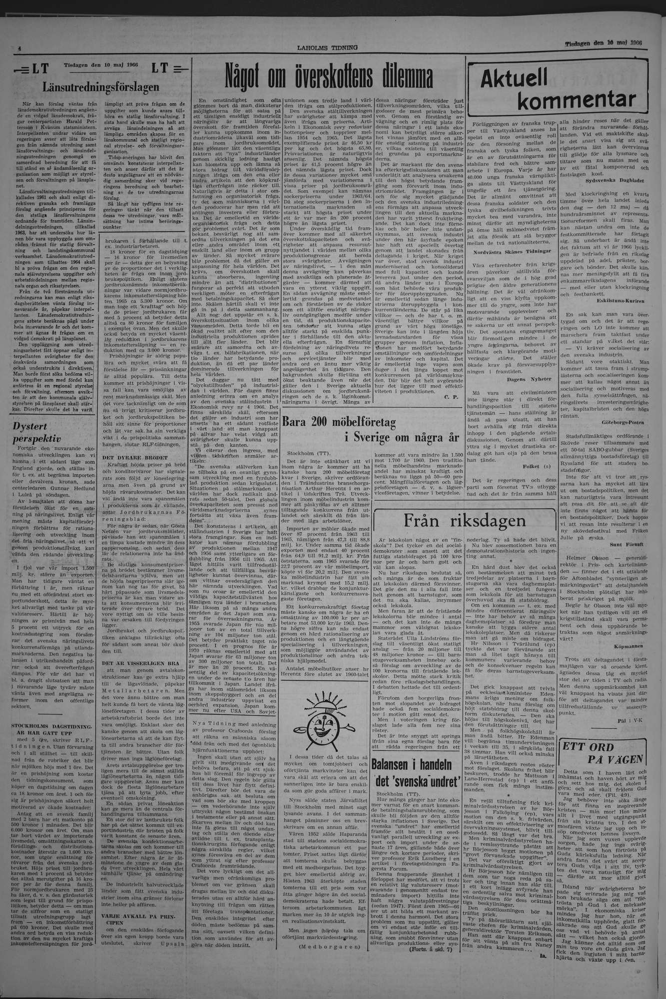 Laholms Tidning Tisdag 10 maj 1966, sida 4