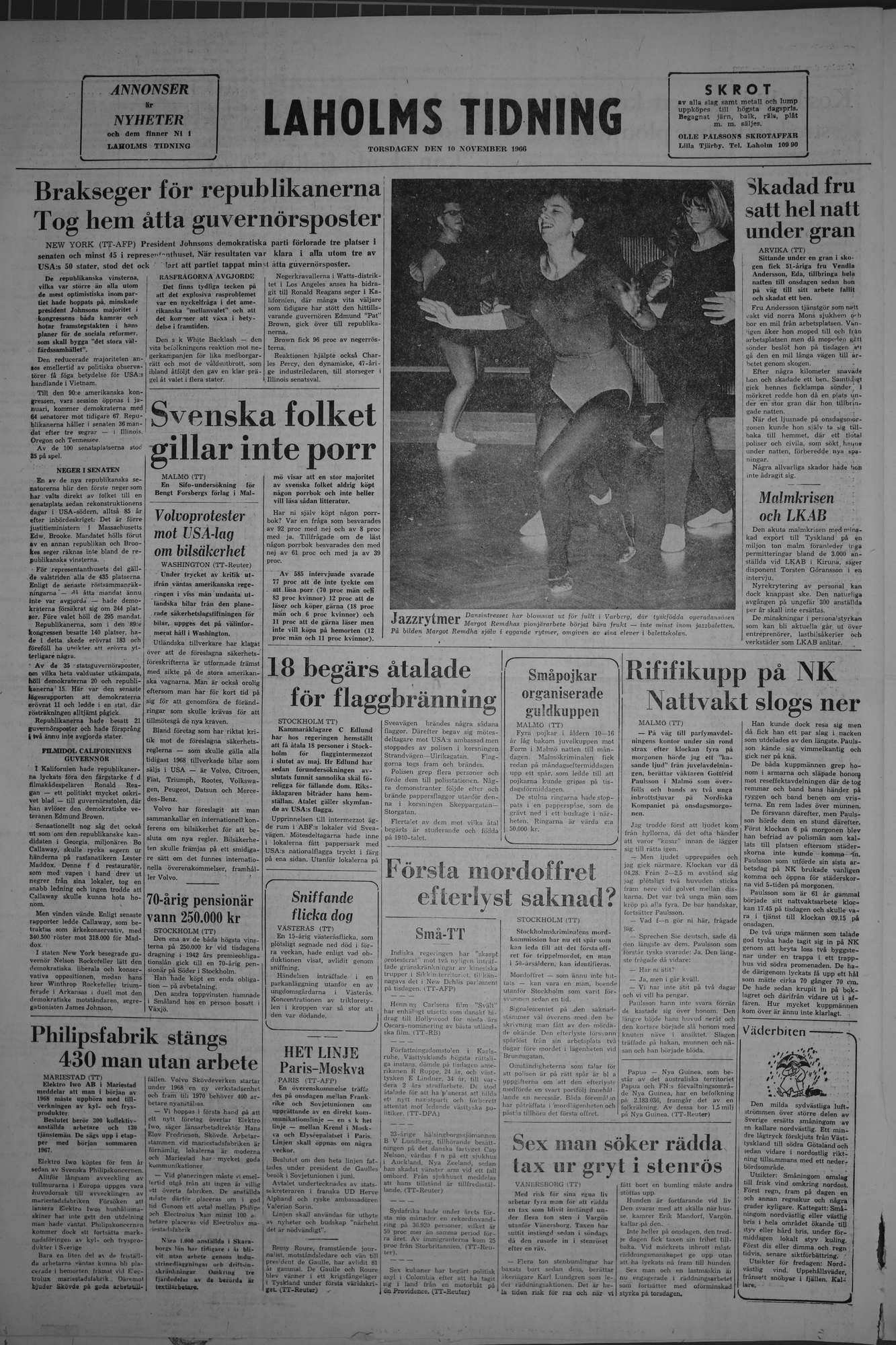 Laholms Tidning Torsdag 10 november 1966, sida 8
