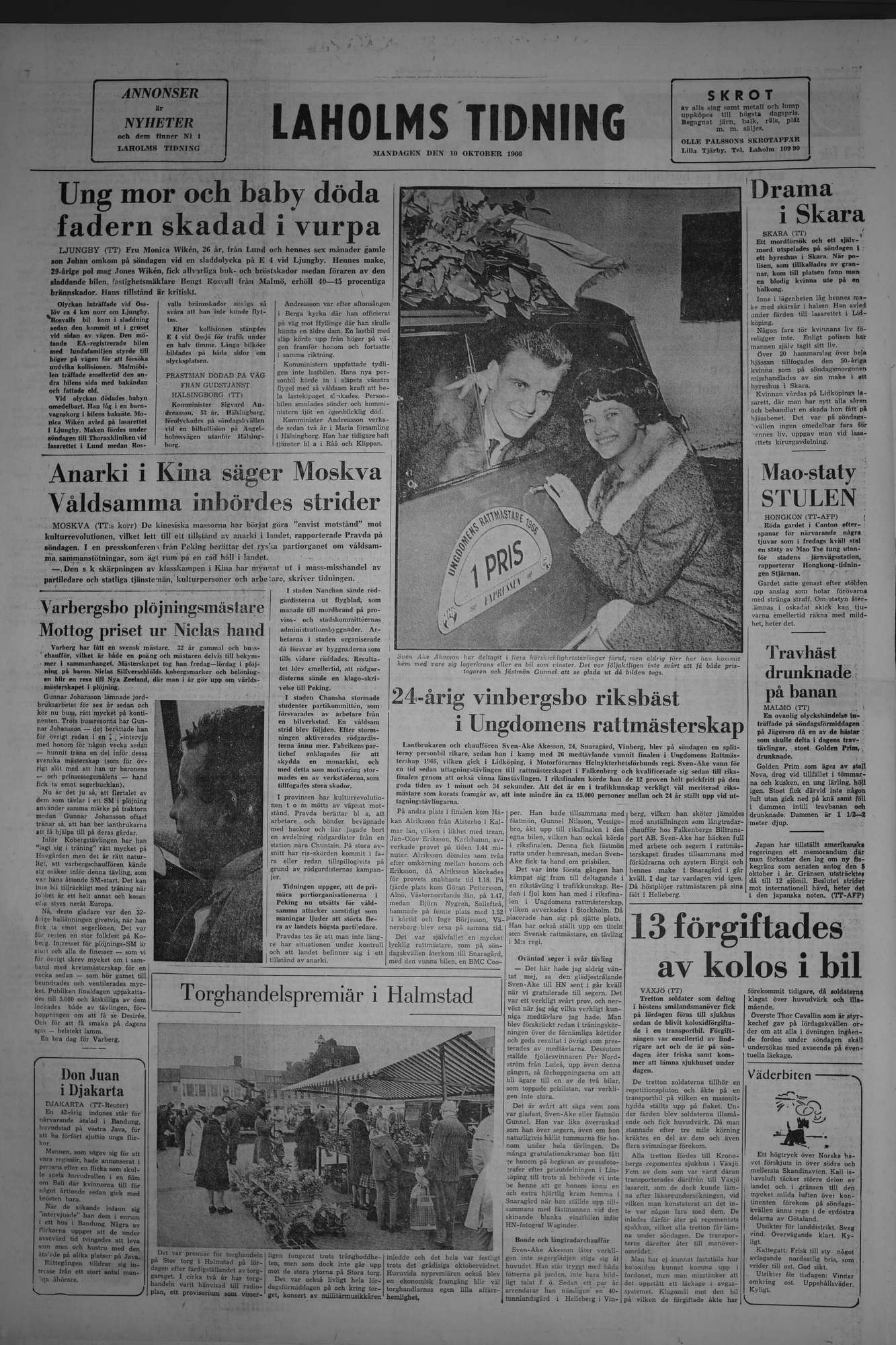 Laholms Tidning Måndag 10 oktober 1966, sida 8