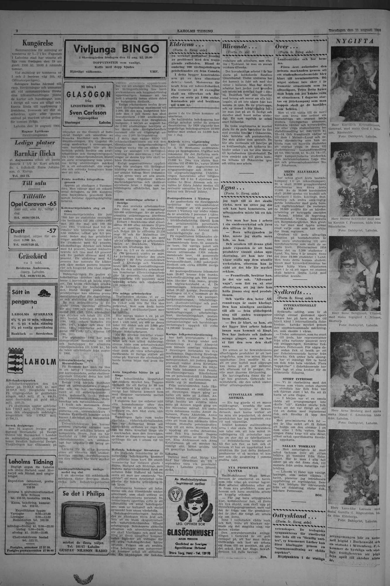 Laholms Tidning Torsdag 11 augusti 1966, sida 2