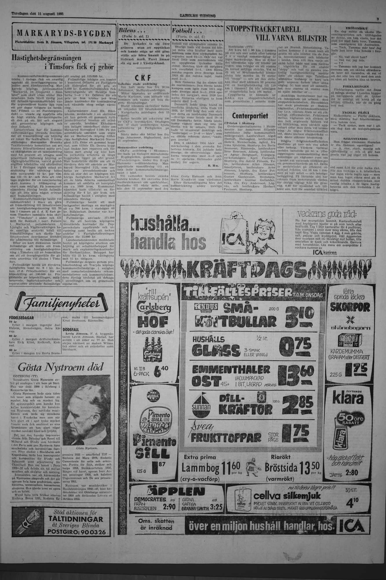 Laholms Tidning Torsdag 11 augusti 1966, sida 3