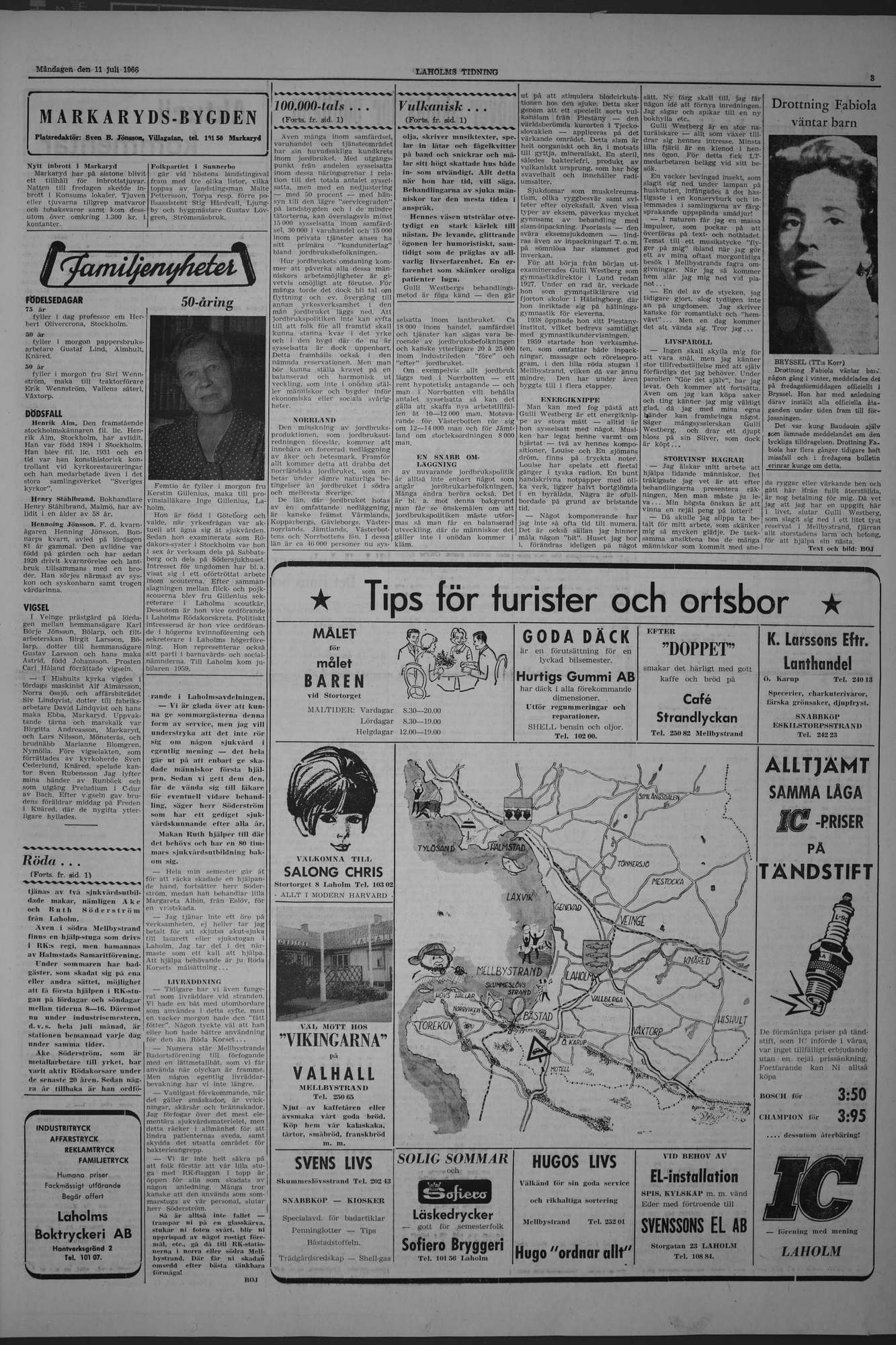 Laholms Tidning Måndag 11 juli 1966, sida 3