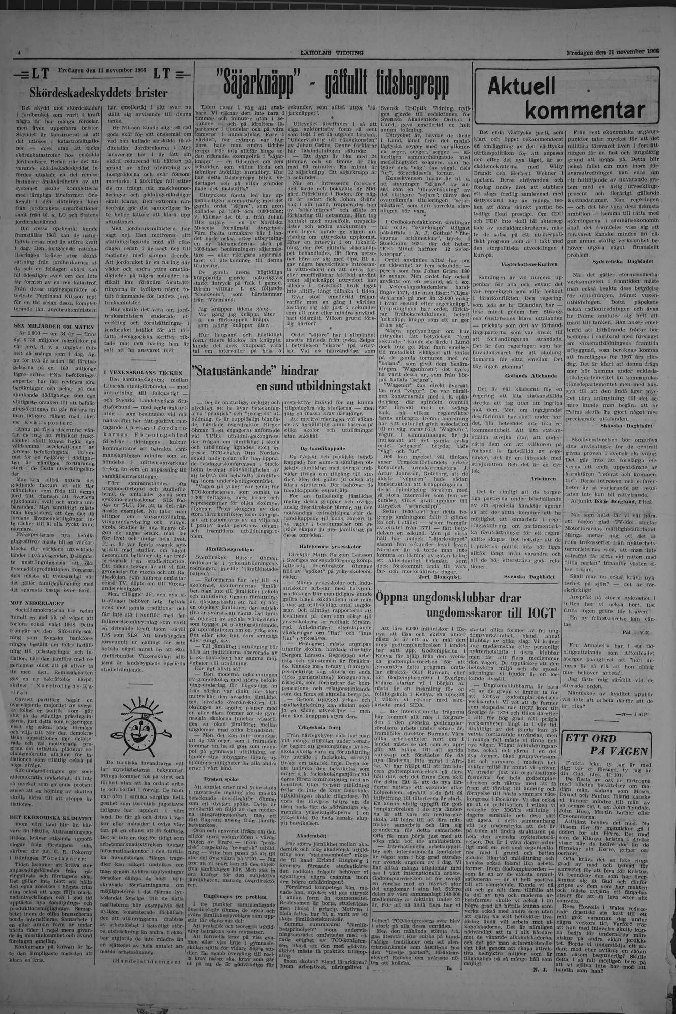 Laholms Tidning Fredag 11 november 1966, sida 4