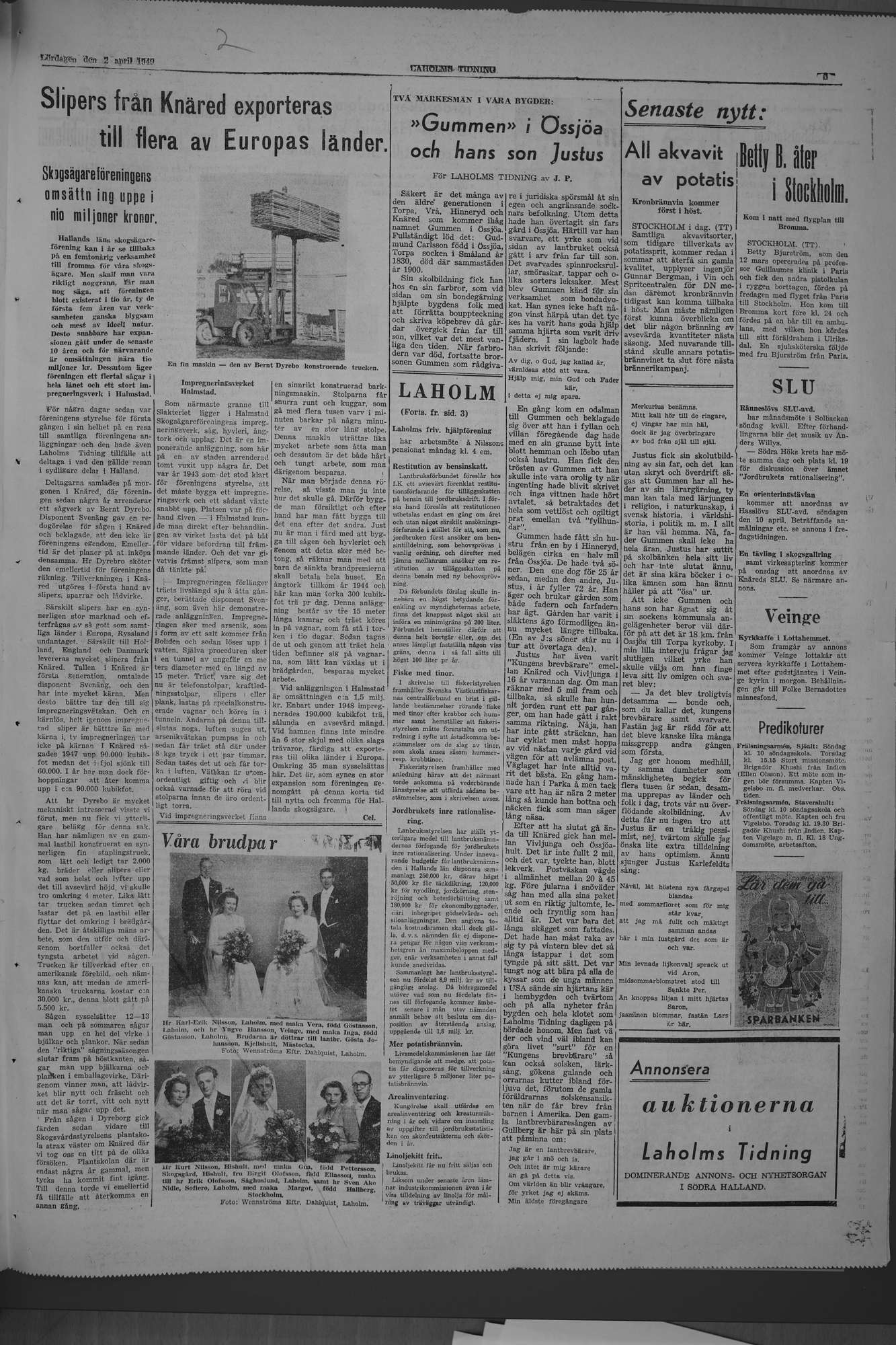 Laholms Tidning Lördag 2 april 1949, sida 5
